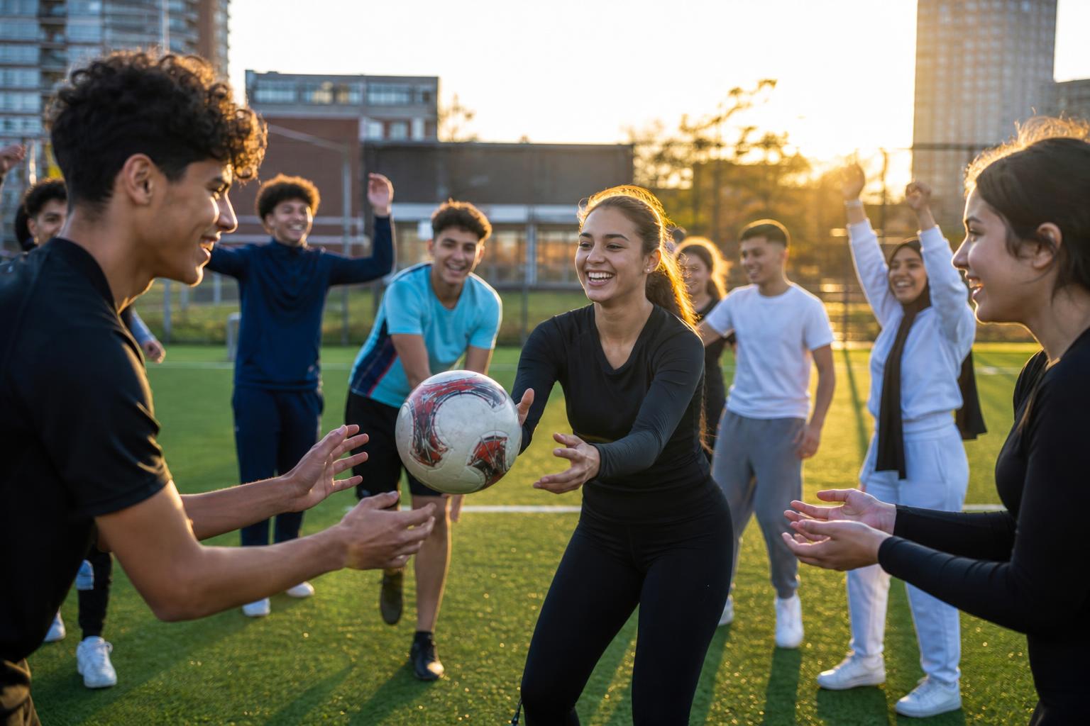 MBO-studenten in beweging op een sportveld